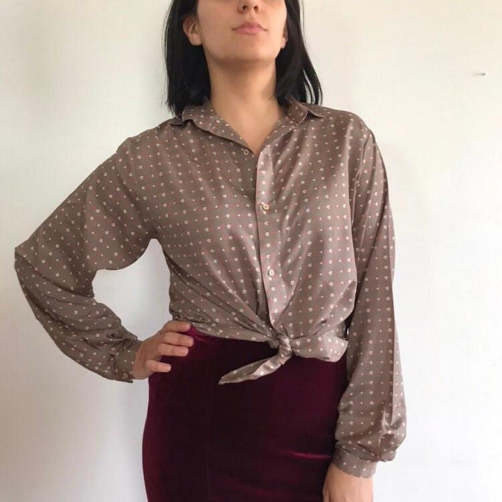 Vintage Patterned Blouse, Long Sleeve Button Down, 80s Fashion, Jones New York